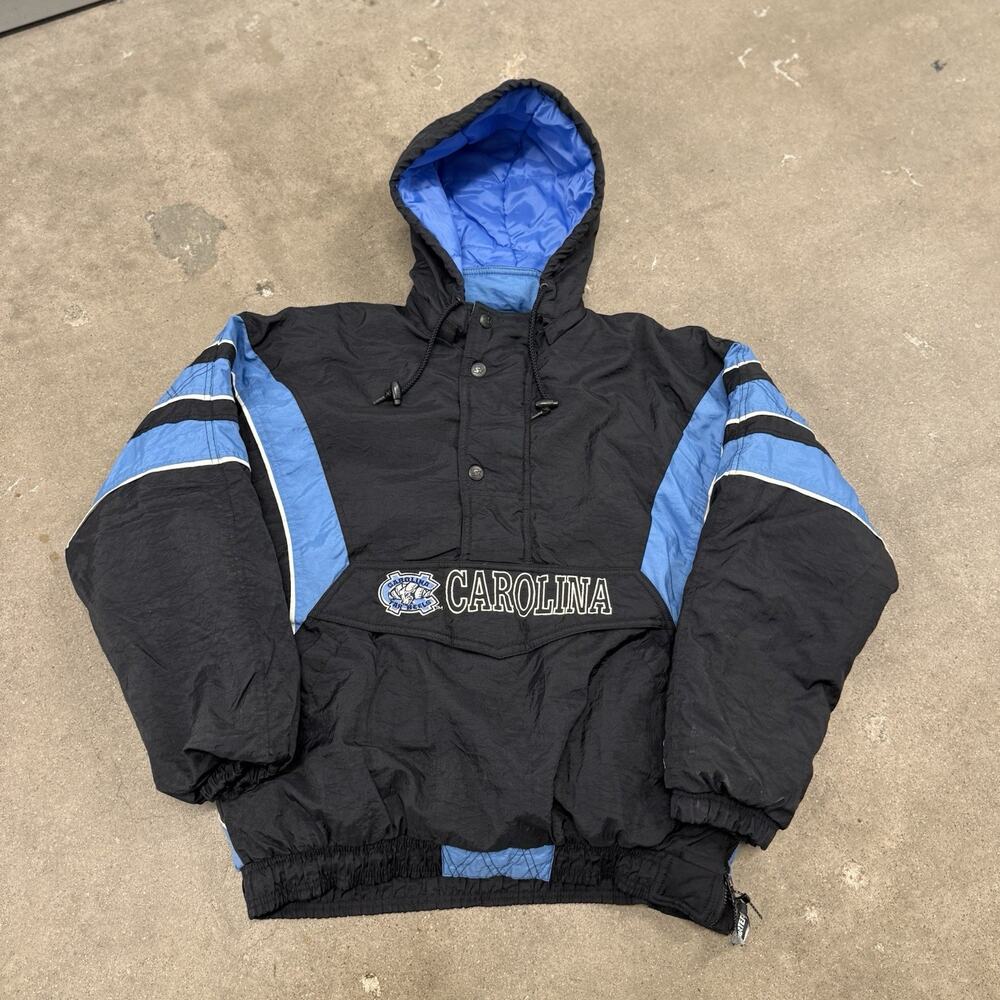 Vintage 90s NCAA UNC North Carolina Tar Heels Starter Puffer Jacket Medium Black